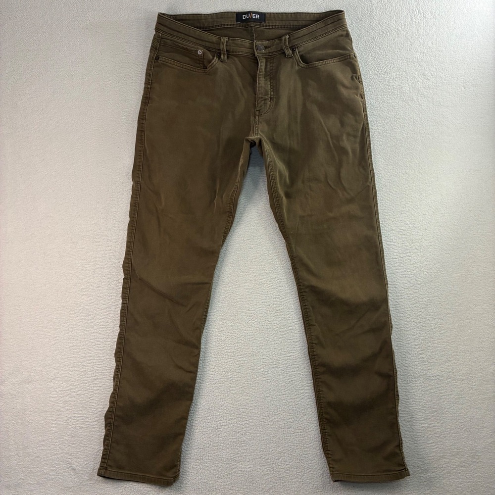 DU/ER N2X Relaxed Taper Pants Men 34x31 Brown Chino Stretch Duer 5 Pocket Casual